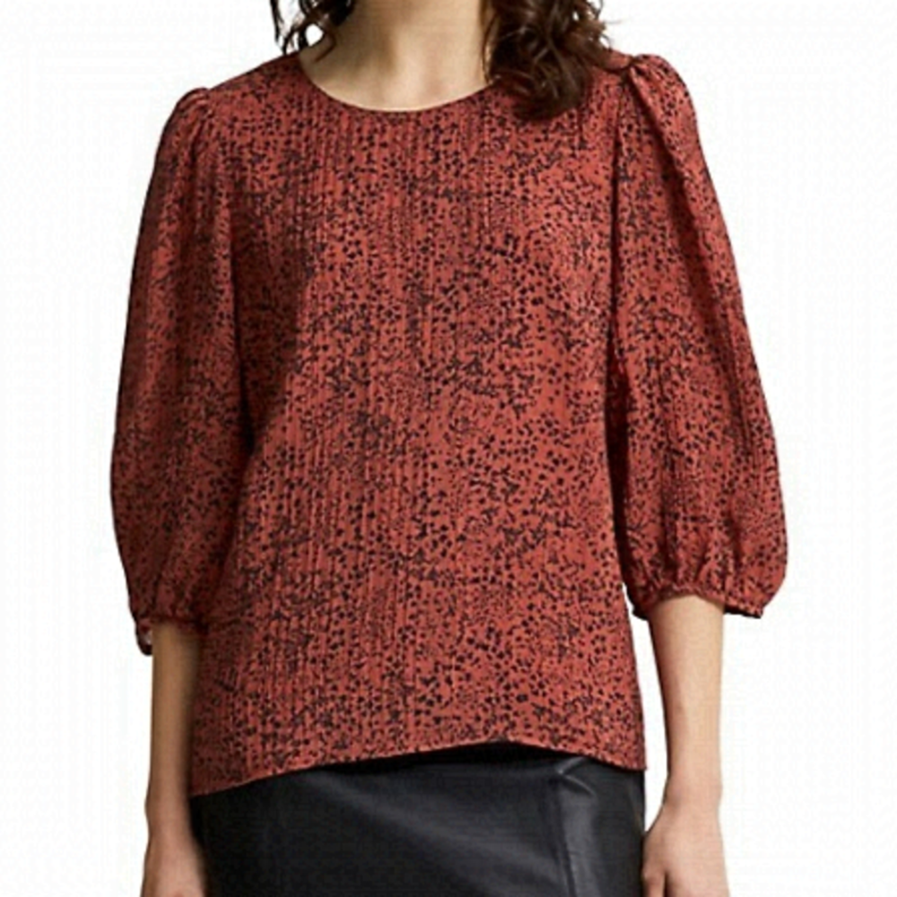 Selected FEMME Floral Print Pintucked Top blouse burgundy black
